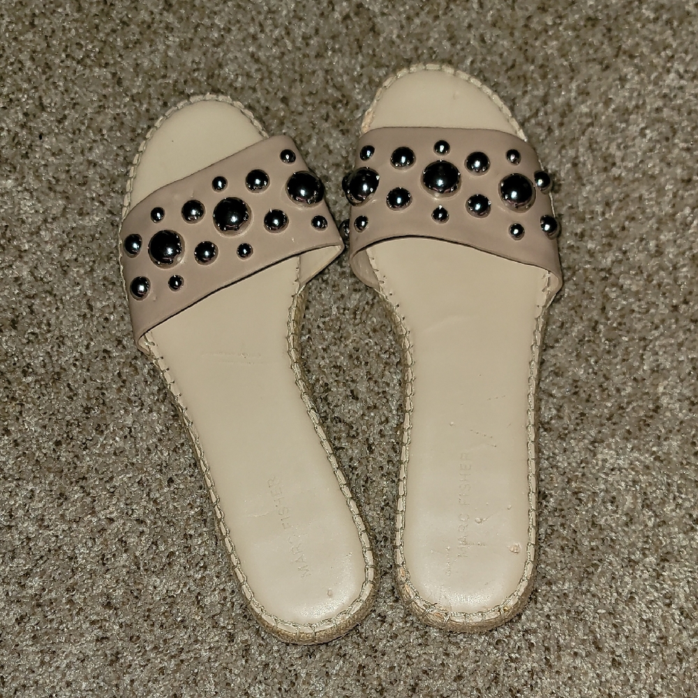 Marc Fisher Taupe Studded Slide Sandals